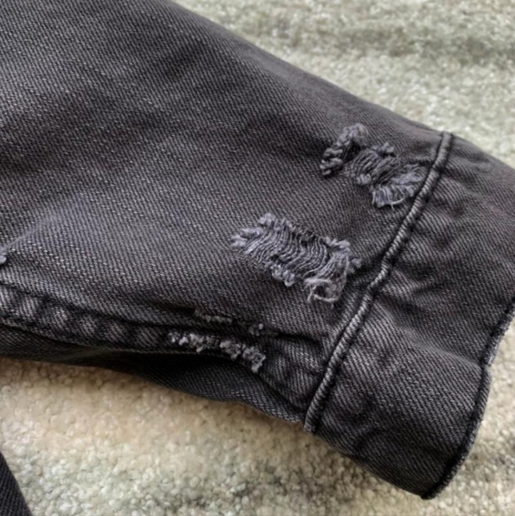 New Boho Embroidered Floral Denim Jean Jacket Oversized Coat Black - Picture 8 of 12